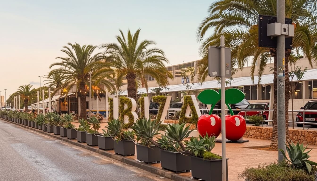 Bus L10 davanti al terminal dell'Aeroporto di Ibiza