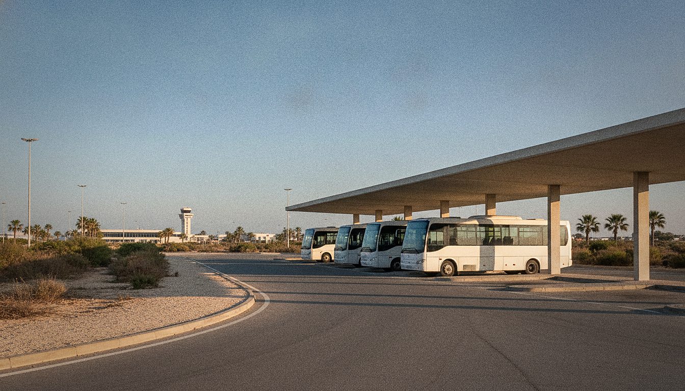Punto di ritiro navetta per il noleggio auto vicino a un aeroporto